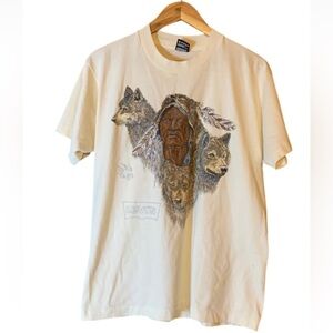 Levi's Cream Graphic Short Sleeve Tee with Native & Wolf Print